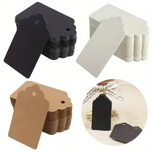 Kraft Paper Tag, 100pcs/pack Wave Shaped Blank Gift Tag, Sturdy and Durable, DIY Craft Hanging Label for Gift Wrapping, Office Stationery & Supplies