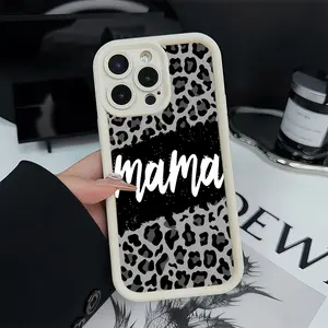 Mama Leopard Print Phone Case Black White Mom Life Aesthetic Shockproof Protective Cover for iPhone 17 Air 17 Pro 16 Pro 15 Pro Max 14 13 12 11 XR XS