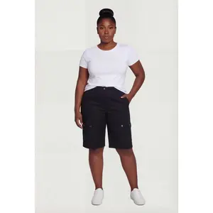 Plus Size High Waisted Bermuda Cargo Shorts