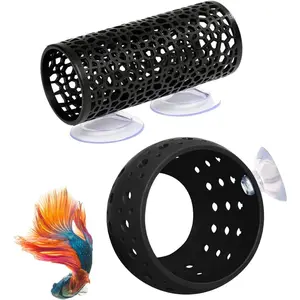Betta Tunnel, Betta Fish Toys, Aquarium Fish Hideout with Suction Cups, Shrimp Cave Decor for Shrimp, Guppies - Safe Play & Resting Area for Bettas, Tank Accessories, a Set