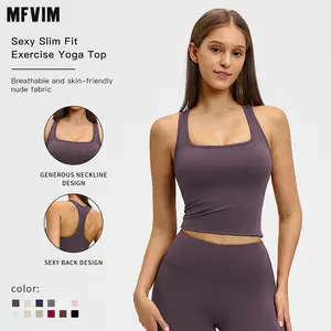 MFVIM women’s solid backless halter neck sports tank top—casual, breathable, tight-fitting sleeveless gym workout top for yoga and indoor/outdoor wear
