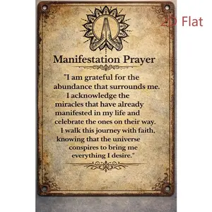 2D Flat Vintage Metal Inspired Prayer Wall Art Decorative Sign | Thanksgiving Quotes, Praying Hands Design, Rustic Spirit Wall Hanging, Classic Style, Iron Material, Inspirational Home Decorations for Bedrooms and Living Rooms