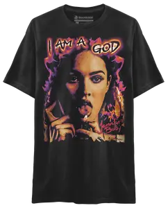 BLACK RABBIT Jennifer's Body I Am A God Megan Fox Horror Movie Retro Vintage Bootleg Unisex Classic T-Shirt Jumbo Oversized Print Heavyweight Streetwear Shirt