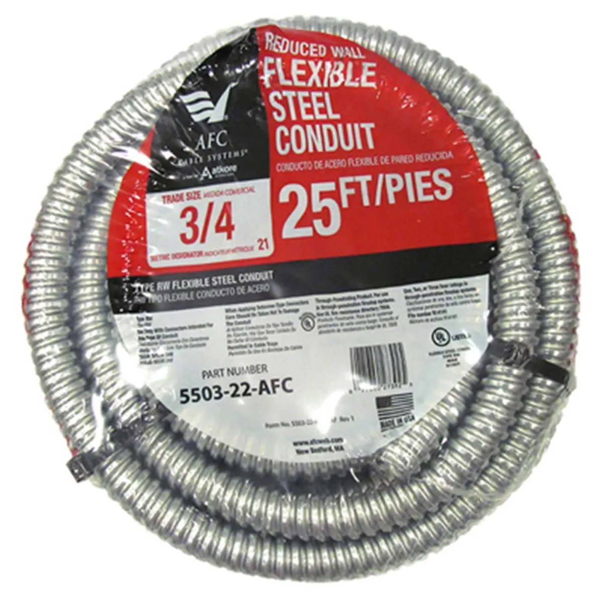 212 MAIN Reduced Wall Steel Conduit Coil, AFC Cable Systems 5503-22-AFC, 0.75 in. x 25 ft. (Tools & Hardware, Hand Tools, Wrenches)