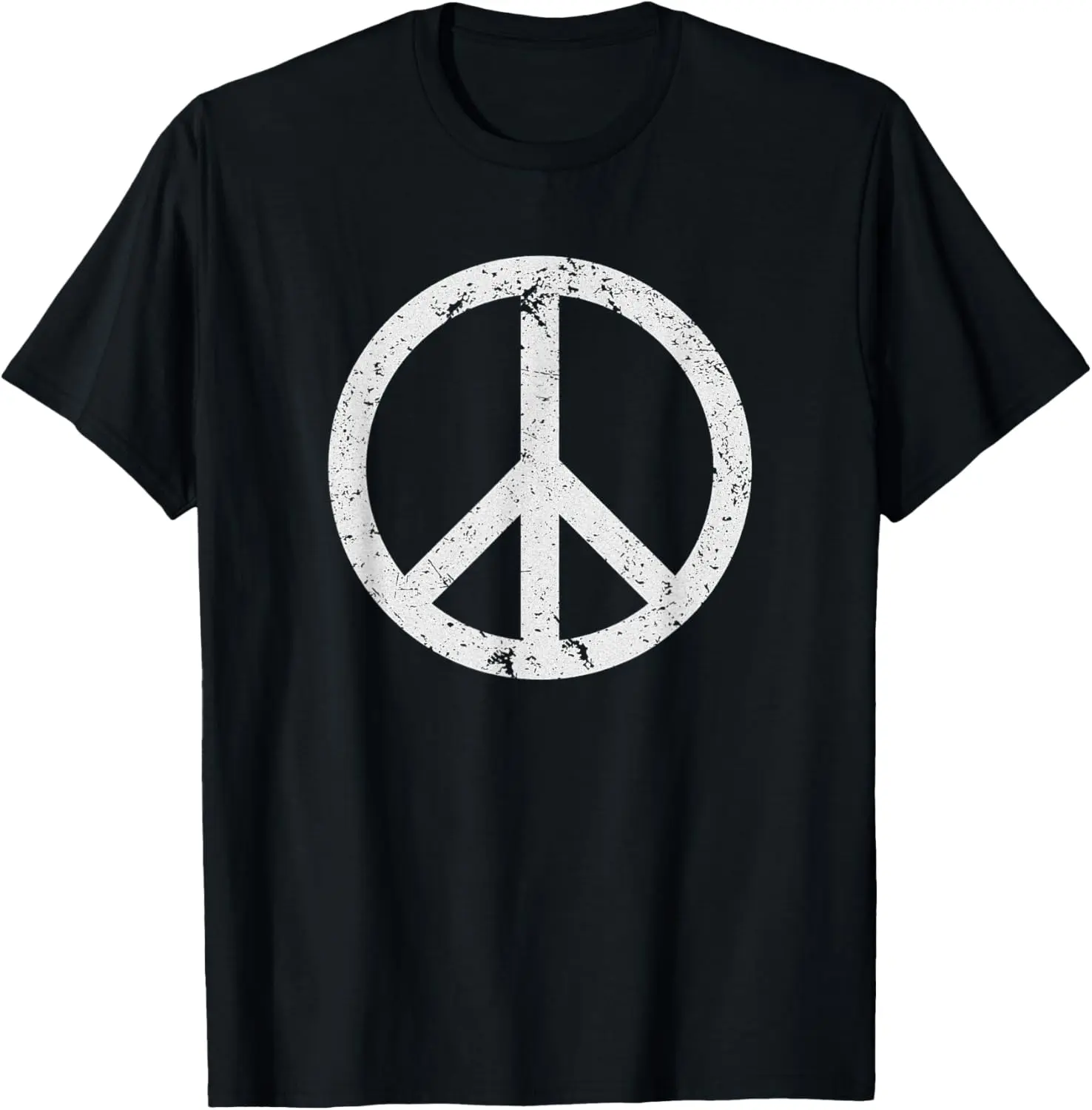 100% Cotton Vintage Peace Sign White Distressed T-shirt T-Shirt