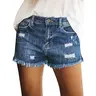 luvamia Women's Premium Denim Short Shorts - Mid Rise, Stretch, Ripped Raw Hem, Button-Accented, Casual Fit Bottoms for Summer, Party