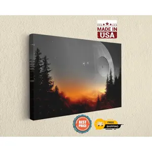 Death Star Movie Space Wars, Wall Art Canvas Print, Canvas Handmade Home Decor Print
