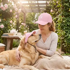 Matching Owner & Dog Baseball Cap Set  Adjustable Cotton Pet Visor with Ear Holes | UV Sun Protection Dog Mom & Dad Gift | Breathable & Machine Washable Outdoor Fashion (2PC Set)