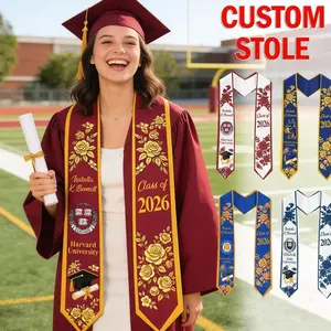 Custom Graduation Stole Class of 2026, Personalized Logo&Name Graduation Sash