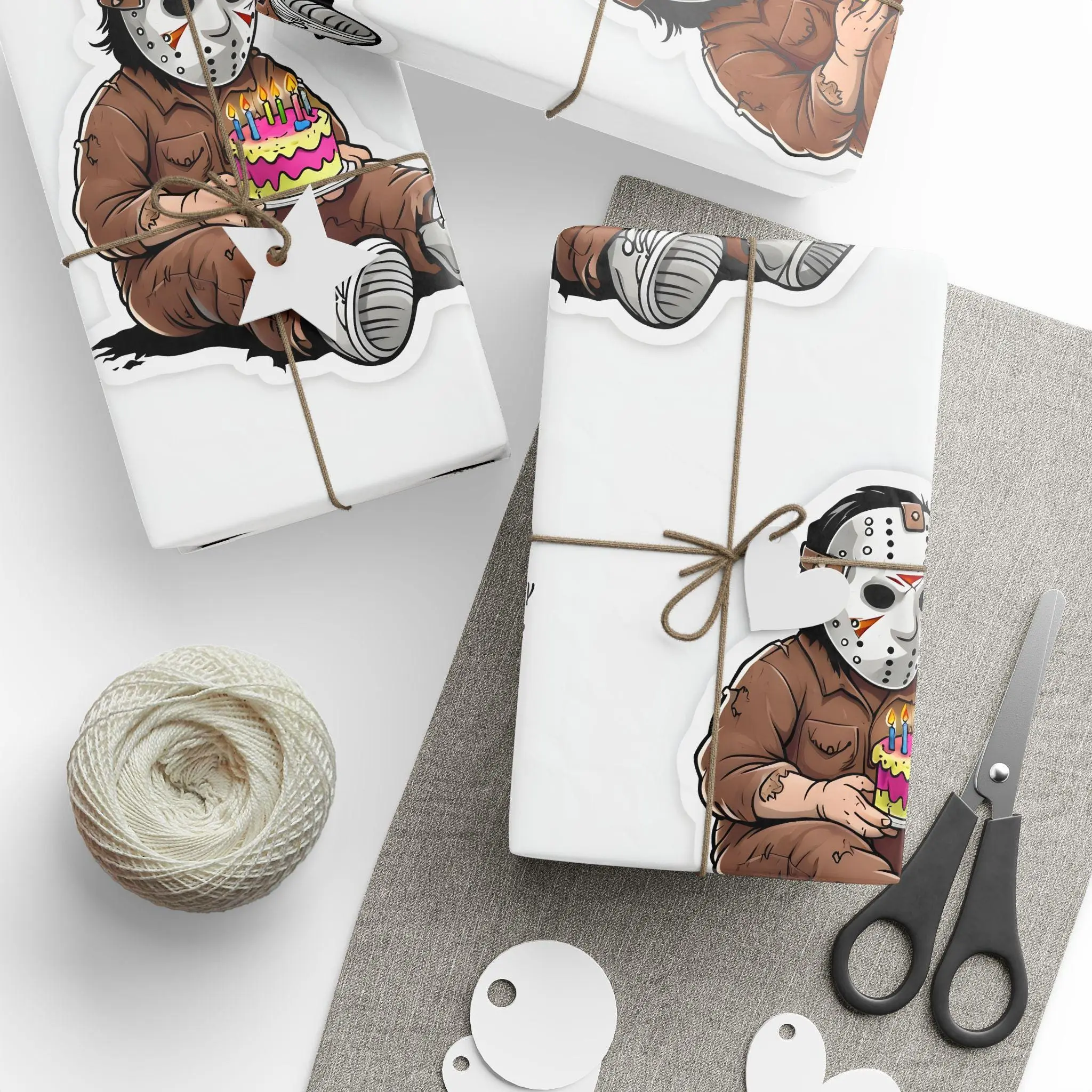 Personalized Jason Birthday Wrapping Paper, Friday the 13th Horror Gift Wrap, Halloween Custom Gift Wrap Paper