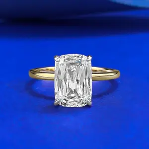 S925 Sterling Silver Radiant Cut Rectangular Ring 7*10mm 6A Cubic Zirconia Ring-372(50%)
