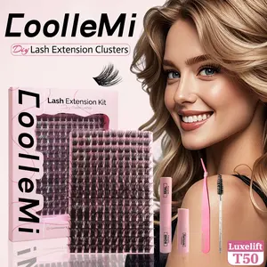 CoolleMi LuxeLift 192PCS Lash Clusters Kit | Soft Fluffy D-Curl Mixed Dense Extensions | DIY Individual Lashes with Waterproof Bond, Seal, Remover & Tweezer | Natural-Volume Enhancements | Summer Festival Makeup #GlobalPicks #SummerVibes