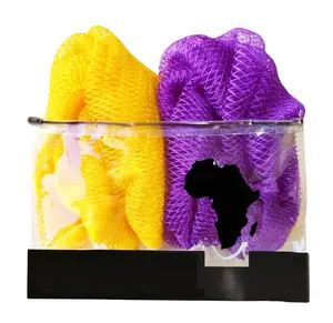 2 Piece Authentic African Exfoliating Net Bath Sponge,Ultra-Long Dead Skin Remover with Deep Exfoliation