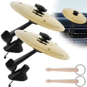 1/2 Pcs Fun Car Cymbal Air Vent - Compact Easy to Install Car Crash Cymbal with 2 Mini Drum Sticks, Creative Car Vent Cymbal for Driver, Drummer and Music Lover