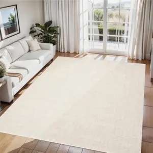 Washable 8x10 Rug Living Room Rugs 8x10 Area Rugs with Non Slip Backing, Solid Neutral Modern Abstract Large Carpet, Neutral Floor Mats for Bedroom Under Dining Table Home Office,Cream