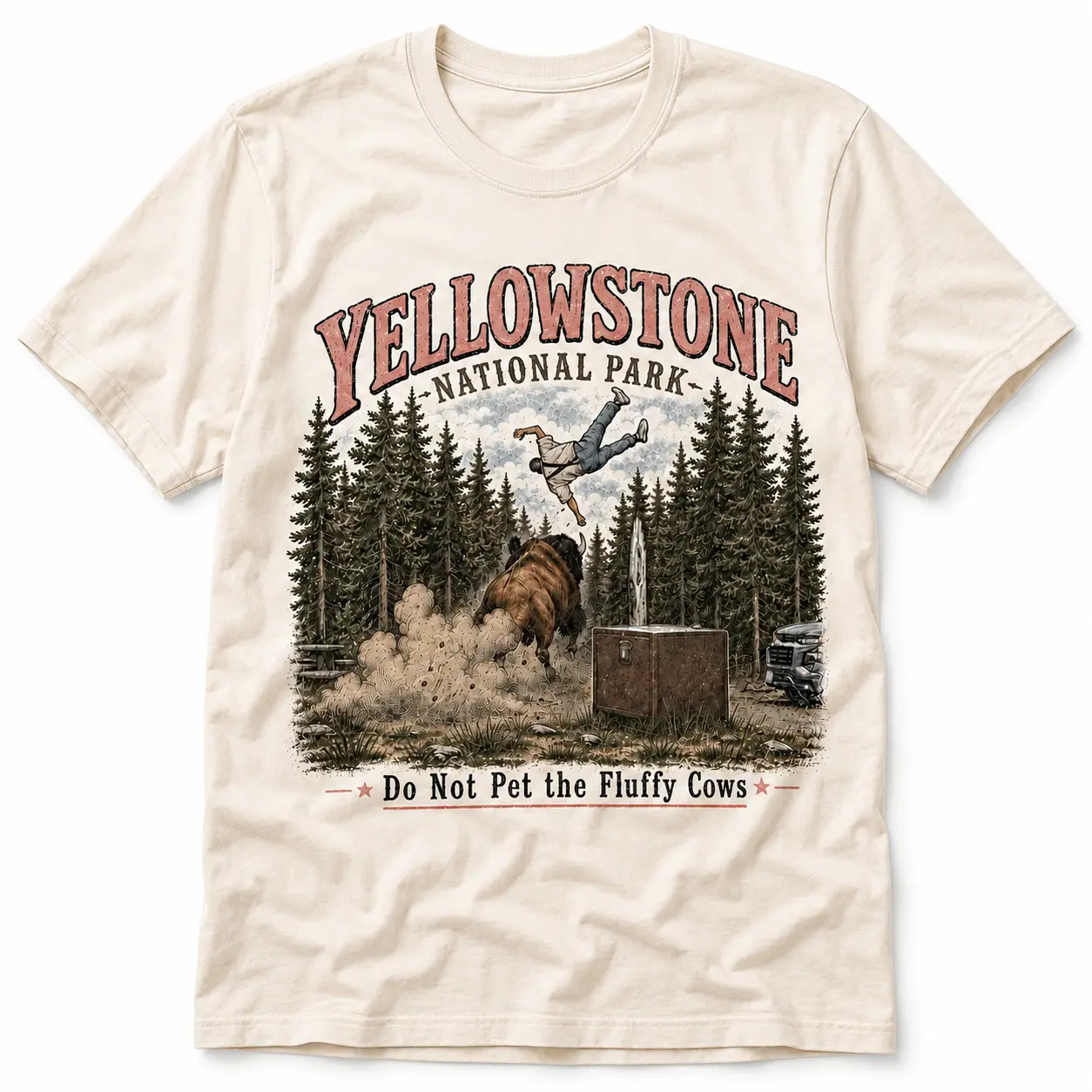 Women's Basic Short-Sleeve T-Shirt - Stylish Casual Classic "Do Not Pet The Fluffy Cows" Top, Yellowstone National Park Family Trip Outfit, Vacation Gift women, Shortsleeve, Comfy, Cotton, Fashion