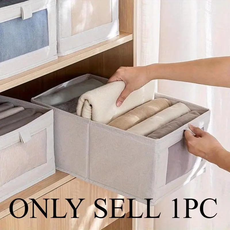 Linen Closet Organizers And Storage, 4 Pack Closet Storage Bins, Collapsible Storage Bins, Linen Closet Baskets for Closet Organization Foldable Closet Organizer Bins with Clear Window For Organizing Clothing, Jeans, Shelves
