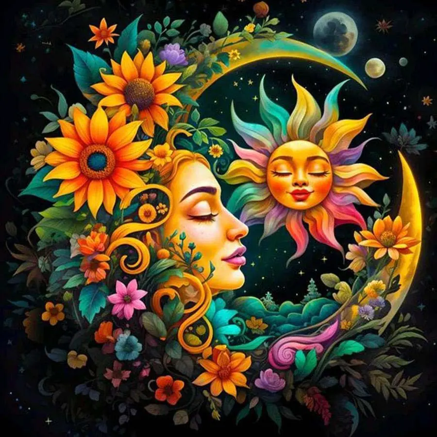 5D DIY Full Drill Round Diamond Painting - Diamond Painting Kit Sunflower Mosaic Canvas DIY Wall Art, Home Wall Decoration, Suitable for Halloween, Christmas, Birthdays, and Anniversary Handmade Gifts, Crafts