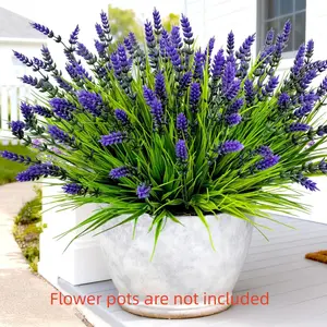 Artificial Plants Outdoor, 22 Pcs Fake Flowers UV Resistant, Plastic Faux Lavender Flowers for Porch Garden Planter Yard Window Box
