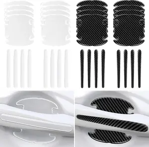 PCS Car Door Handle Scratch Protector Set PCS Clear Transparent & PCS Carbon Fiber Sticker Guard Cover Avoiding Scratches, Auto Accessories for SUV,Cars (Clear & Carbon)
