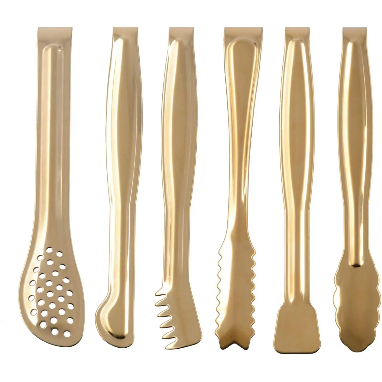 6Pcs Stainless Steel Serving Tongs Set 6-Inch Appetizers Tongs with Teeth Buffet Clip Candy Food Kitchen Serving Utensils Set for Cocktail Whiskey Tea Party(Gold) - Home Improvement.