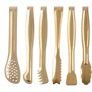 6Pcs Stainless Steel Serving Tongs Set 6-Inch Appetizers Tongs with Teeth Buffet Clip Candy Food Kitchen Serving Utensils Set for Cocktail Whiskey Tea Party(Gold) - Home Improvement.