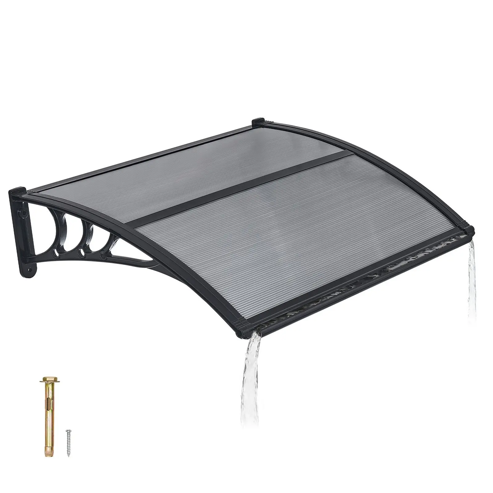 Door Entrance Awnings 30 X 39 Inches Exterior Front Door Window Shade With Drainage ABS Bracket Rain Snow Sun Protection Overhang Polycarbonate Canopy For Porch Patio Smoky Gray UV Resistant