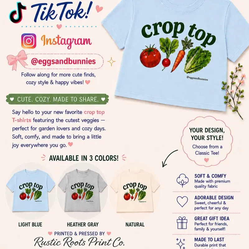 Eggs & Bunnies Crop Top Tshirt