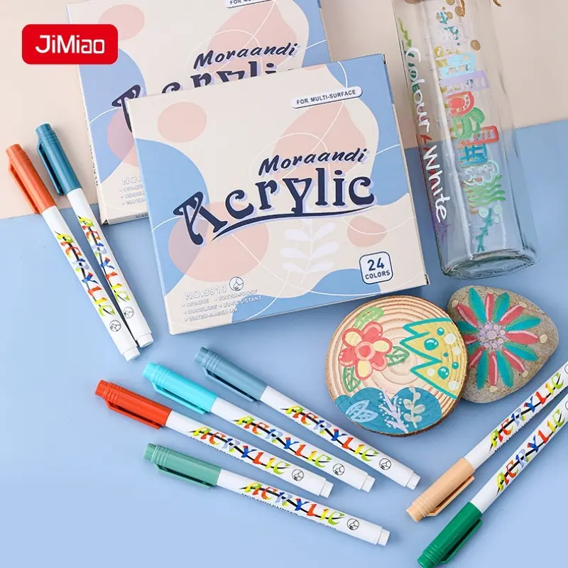 Soft Tip Acrylic Markers Set, 24 Colors Watercolor Pens for DIY Ceramics, Blendable Ink Art Supplies, Trendy Cross-Border Products