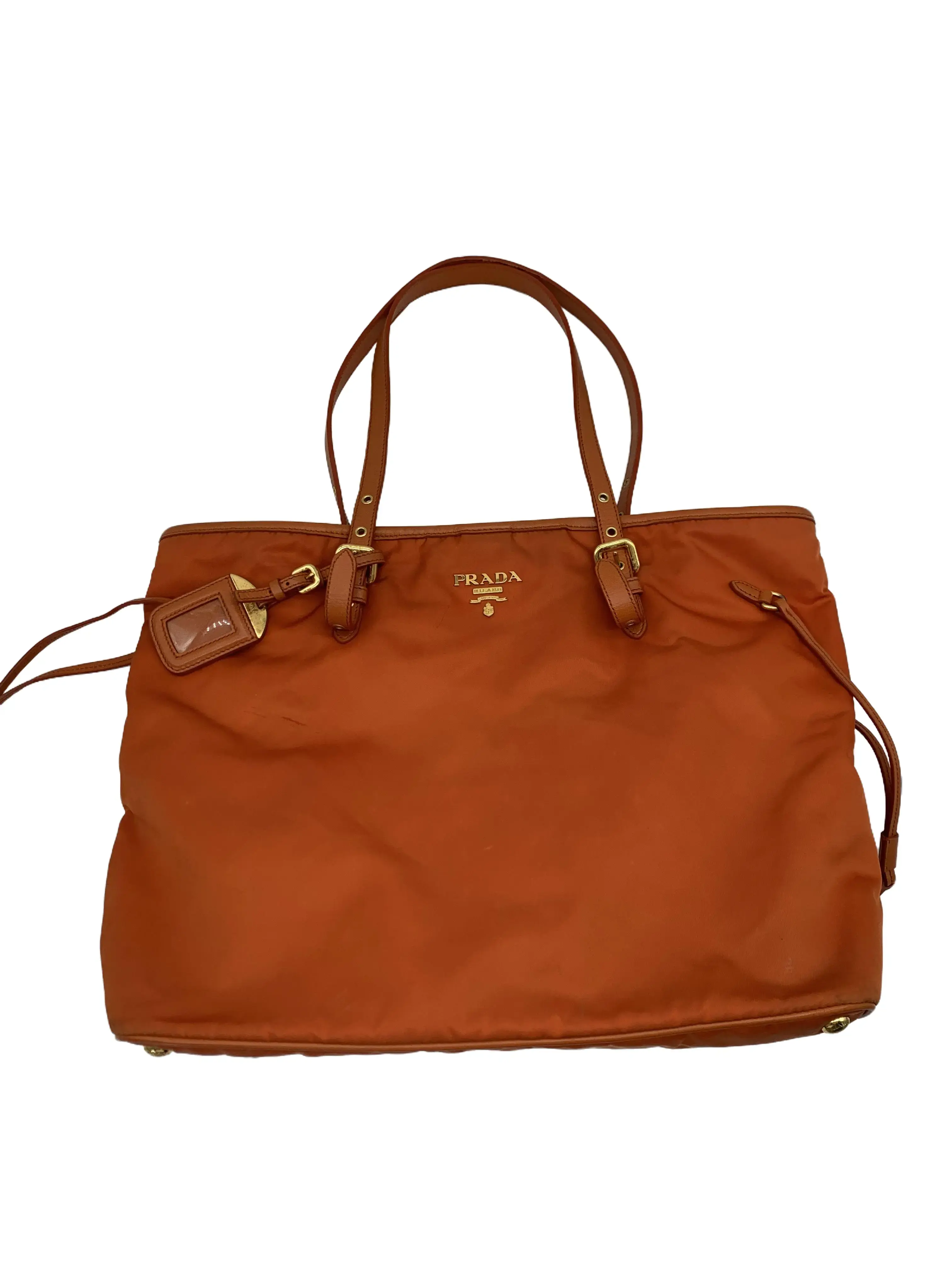 Pre-owned PRADA orange nylon tote bag/wj07525022/5022