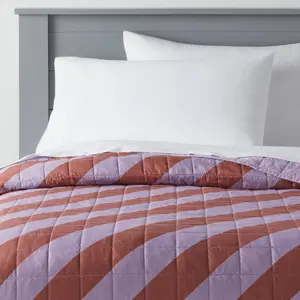 Twin Striped Kids' Quilt Purple/Brown - Pillowfort