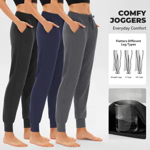 SHOWITTY 1/3 Pack Women's Plus Size Joggers with Pockets - Workout Comfy Sweatpants for Yoga Lounge