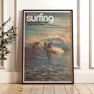 Surfing Vintage Magazine Cover, Coastal Poster, Physical Poster
