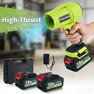 21V Max Cheetah Cordless Leaf Blower, Brushless Motor, High-Power Turbo Fan, 1500g of powerful thrust, 2 x 3000mAh batteries for leaf cleanup, car drying, and snow removal