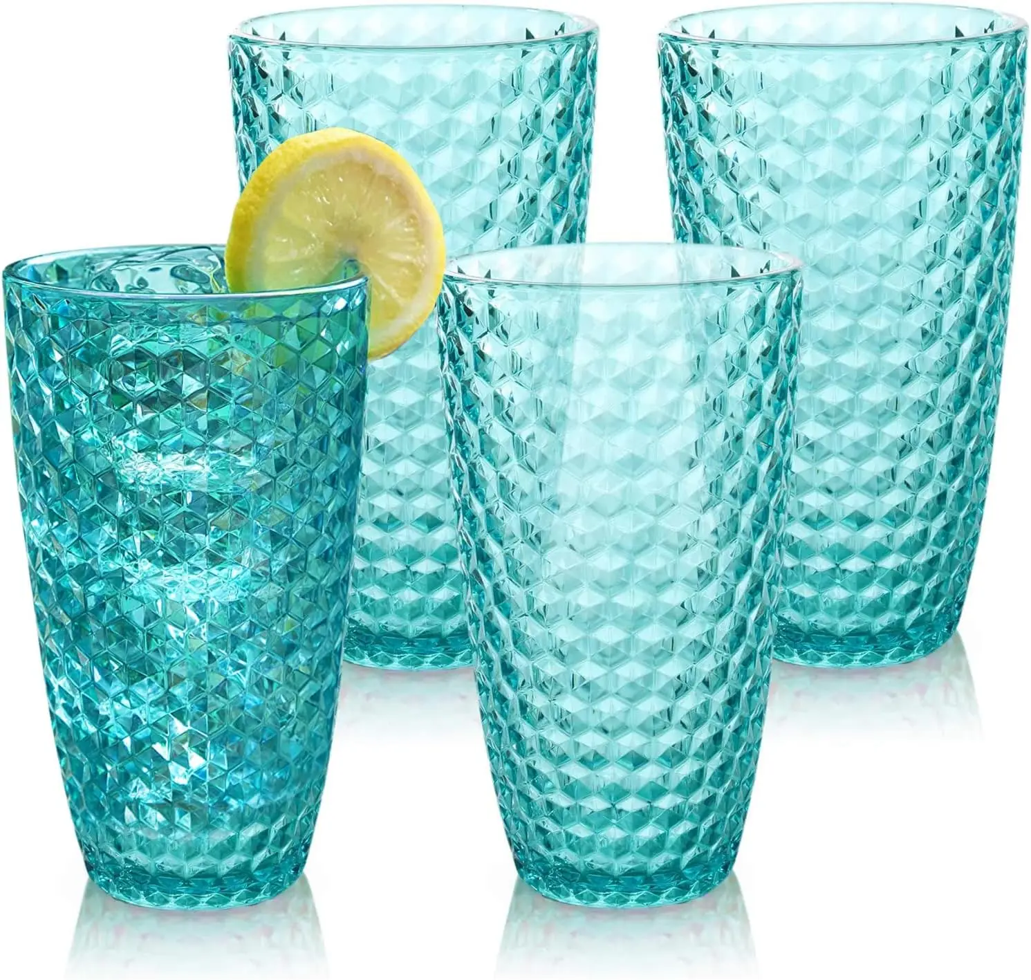 Shatterproof Tritan Plastic Tall Tumbler, Set of 4, 19oz - Laguna Beach Drinking Glasses - Unbreakable Tritan Drinking Glasses for Parties -  - Blue