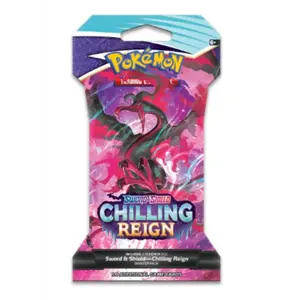 Pokémon Sword & Shield Chilling Reign Sleeved Booster Pack - 10 Cards Including 1 Rare & 3 Uncommon Cards - Dynamic Gameplay for Collectors & Gamers