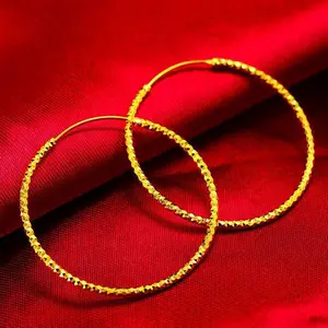 Vietnamese Gold-Plated Jewelry Starry Sky Plain Hoop Earrings for Women Imitation Gold Hoop Earrings Light Luxury High-End Feel