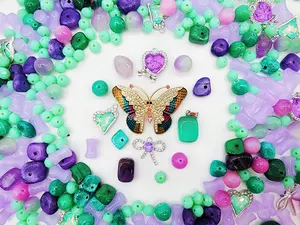 [Express] GIANT LUXURY Beautiful & Sparkling Charms for DIY Jewelry & Accessories Bead Mix Crystal Craft Kit Adjustable Clasp Chain Mesh Beaded Mesh