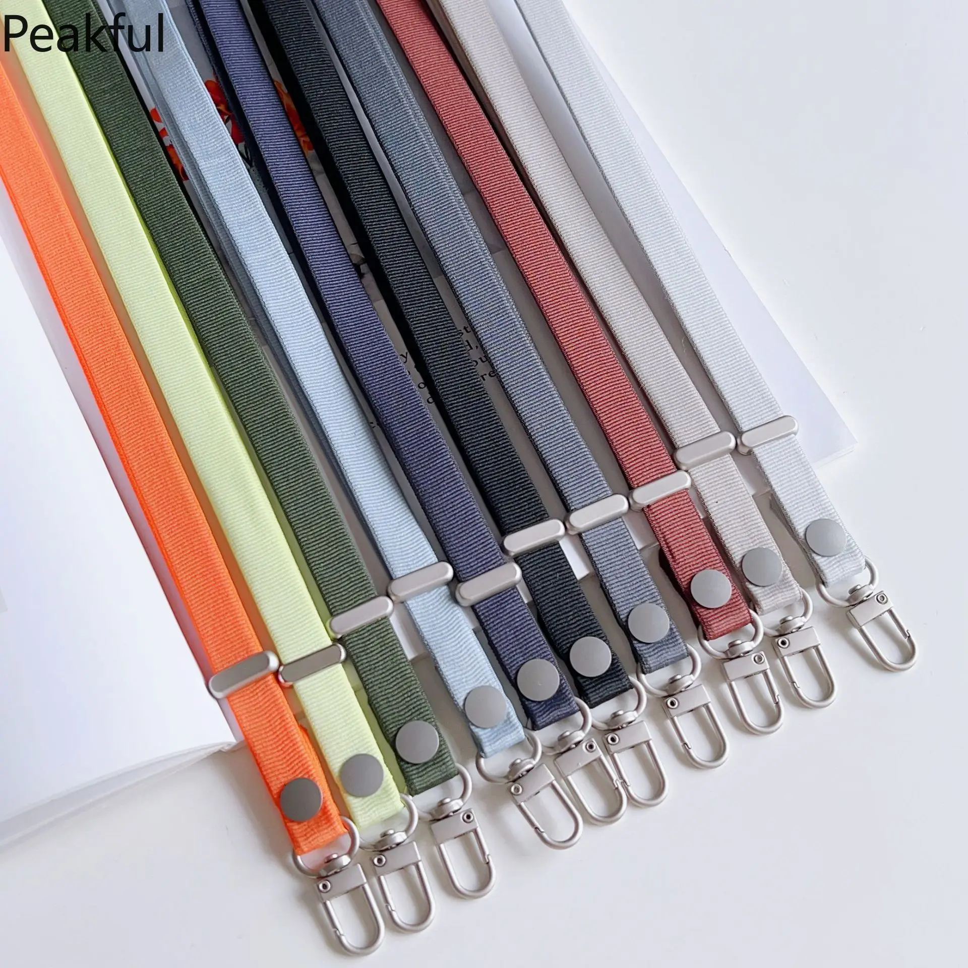 Solid Color Woven Phone Crossbody Strap, Popular Adjustable Detachable Lanyard Accessory, Neutral & Neon Tone Versatile Strap, durable ribbed fabric & sturdy metal clasp, great for casual styling, travel adventures, work life and hands-free convenience