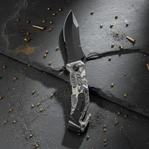 3-in-1 Car Emergency Tool with Glass Breaker & Seatbelt Cutter - Solid Stainless Steel Folding Knife for Outdoor & Rescue