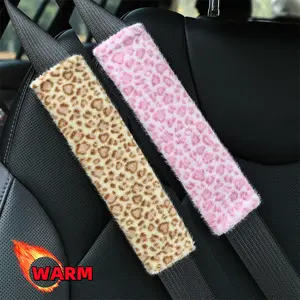 1PCS/2PCS pink/yellow leopard print car seat belt shoulder pads, soft and comfortable, adjustable. They can be given as gifts