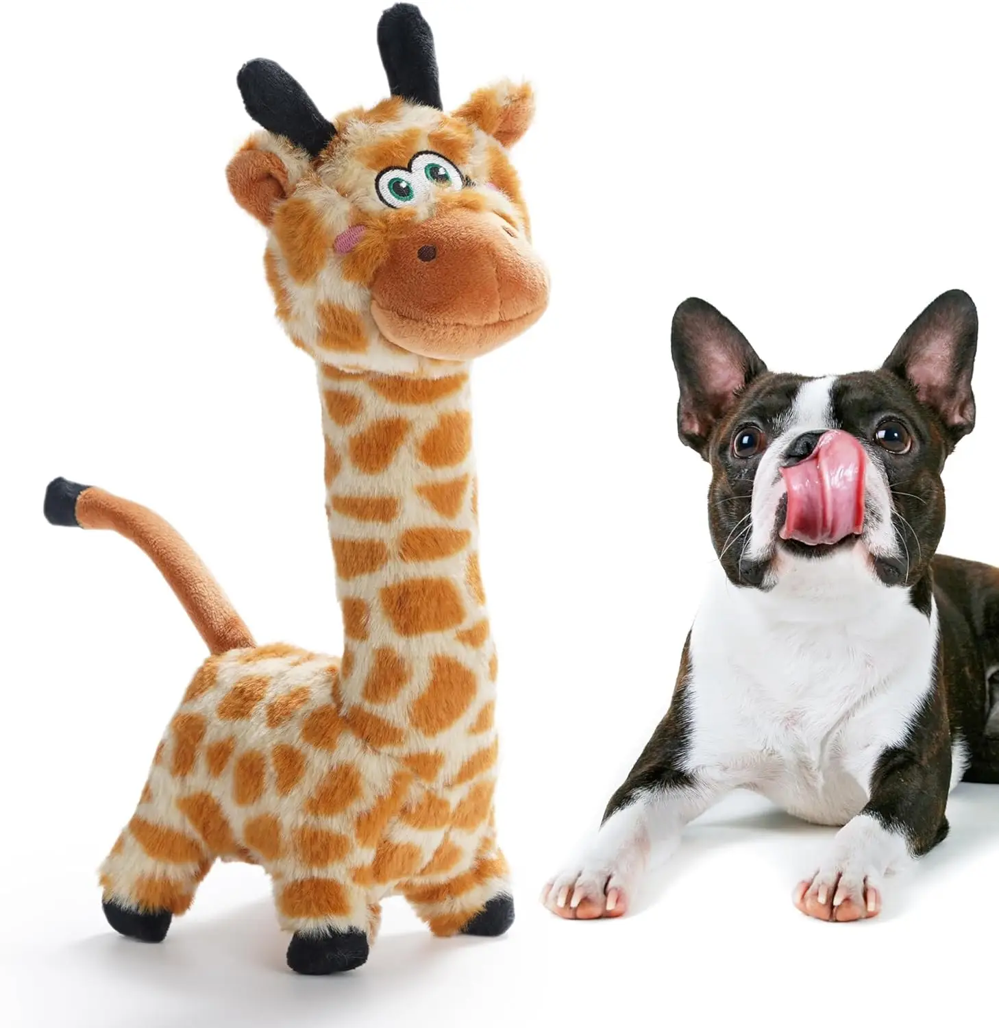 Nocciola Twistable Giraffe Stuffedless Dog Toy for Small Medium Breed, Christmas gift, Plush Chew Toy with Crinkle Paper and Soft Fabric