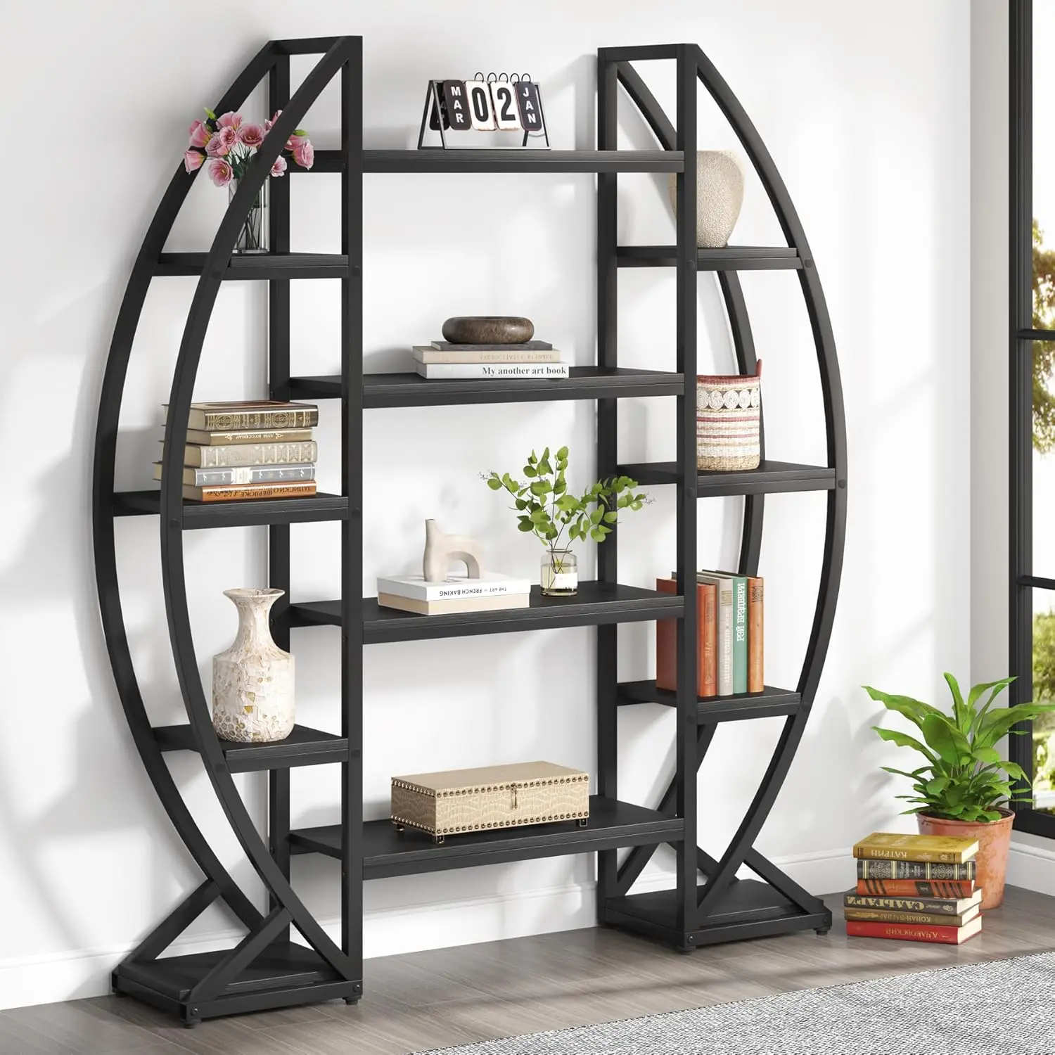 TRIBEWOOD 70.9-in Extra Long Faux Marble Console Table - 2-Tier Storage Shelves, Narrow Shape, Particle Board & Steel Frame, Modern Entryway/Sofa Accent, Living Room Tables