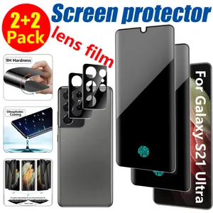 [3+2 Pack] Screen Protector for Samsung Galaxy S21 Ultra, 9H Tempered Glass, Ultrasonic Fingerprint Compatible,3D Curved, HD Clear,Bubble-Free for Galaxy S21 Ultra Glass Protector