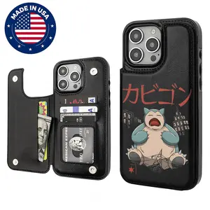 Snorlax Pokémon Graphic Aesthetic Design Pattern Casing For iphone 16 15 14 13 12 Plus Pro Max Flaunt Mobile Phone Case TPU Pu Leather Card Holder Drop Protection Shockproof Protector Vintage unique Fashion Trend Anti-scratch Stylish Smartphone Cover
