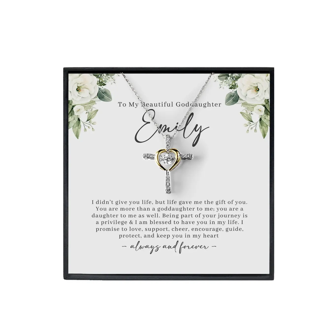 Personalized Personalized Goddaughter Gifts From Godmother, Goddaughter Cross Necklace, Goddaughter Birthday Gift, Custom Goddaughtger Baptism Gift