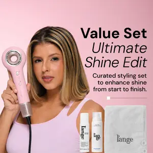 L'ANGE HAIR - Ultimate Shine Edit - Axia HaloRing Hair Dryer • Glass Hair Thermal Blowout Primer • Top Coat Shine Spray • White Hair Wrap, Glow Up, Hair Care Products, Blow Dryer, Hair Styling
