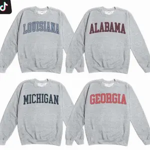 [Sale off 50%] Custom Team College Vintage Football Sweatshirt - Ash Grey, All Teams College Varsity Crewneck Pullover, Ash Grey Unisex Game Day Apparel for Men and Women Custom Team Cotton GIft GCW
