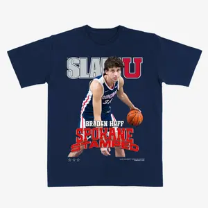 Braden Huff Gonzaga Slam Graphic T-Shirt – Spokane Stamped Basketball Tee, Zags Player Vintage Streetwear Fan Shirt