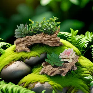 Whimsical Resin 1pc Tree Stump Succulent Planter - Creative Small Root-Shaped Home Decor for Indoor/Outdoor Use - No Power Needed